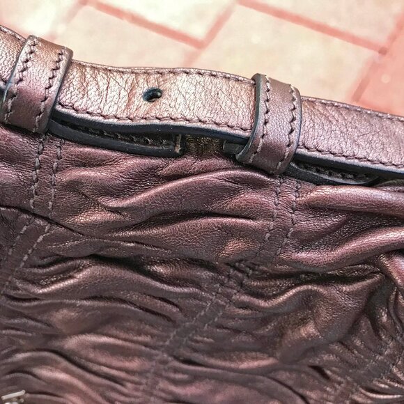 PRADA BAG authentic shirred ruched nappa LEATHER purse - Picture 13 of 16